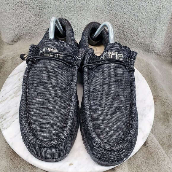 Hey Dude Shoes Mens Size 8 Wally Stretch Midnight Bunker Slip-On Canvas Shoes
